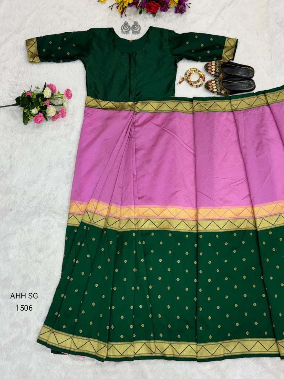 Ready-to-Wear Dual Tone Mysore Silk Saree